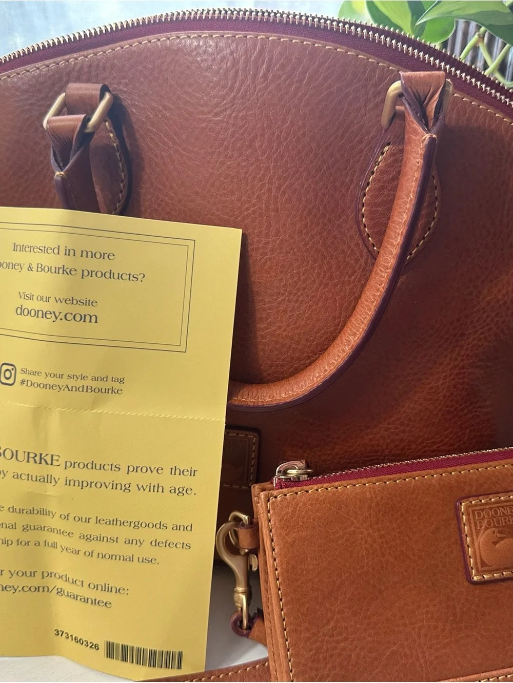 Dooney & Bourke Soft Cognac Pebbled Leather Satchel and Wristlet Set
